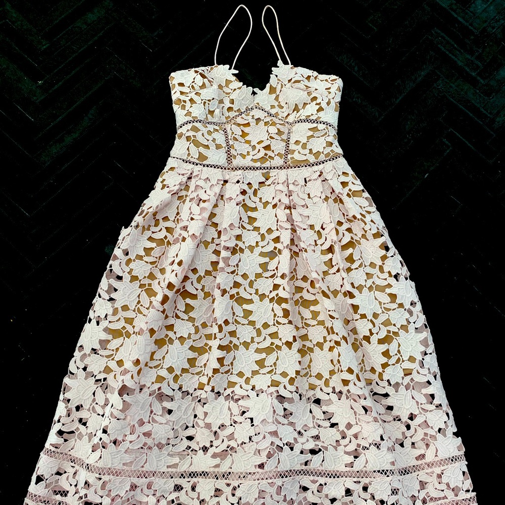 Soft Pink lace midi dress